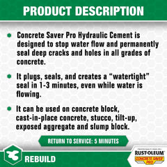 Rust-Oleum Concrete Saver Pro Hydraulic Cement, 20 lb, Gray