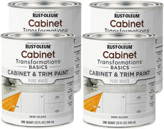 Rust-Oleum 372007-4PK Transformations Basics Cabinet & Trim Paint, Quart, Pure White, 0.25 Gallon (Pack of 4)