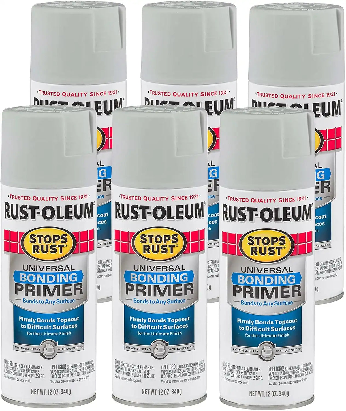 Rust-Oleum 330491-6PK Stops Rust Universal Bonding Primer, 12 oz, Gray, (Pack of 6)