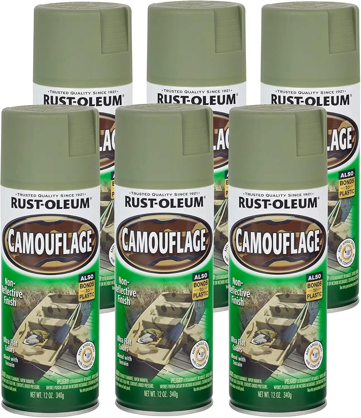 Rust-Oleum 1920830-6PK Specialty Camouflage Spray Paint, 12 oz, Army Green, (Pack of 6)
