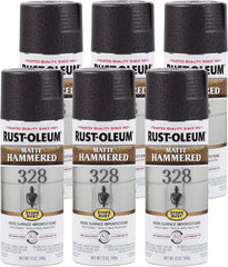 Rust-Oleum 300607-6PK Stops Rust Hammered Spray Paint, 12 oz, Matte Black, 6 Pack