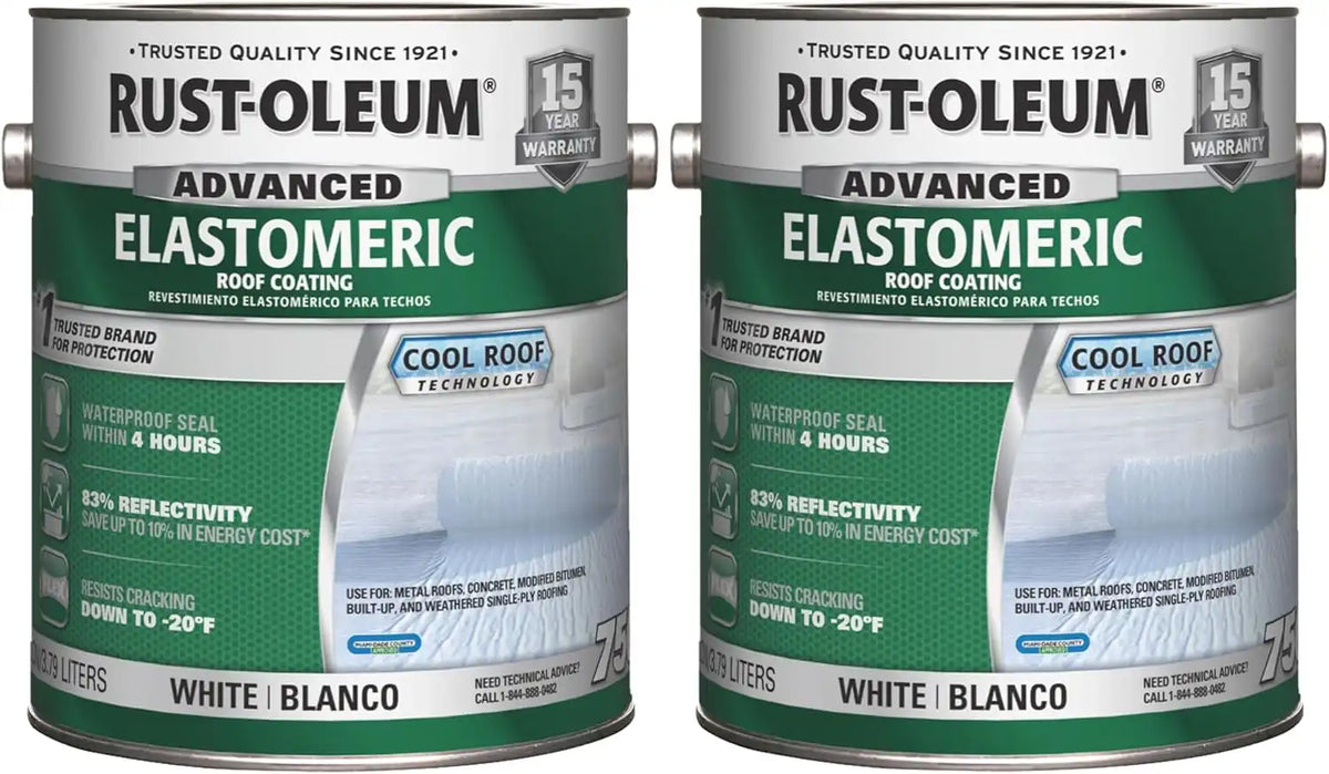 Rust-Oleum 750 Elastomeric Roof Coating, Gallon, White, 2 Pack