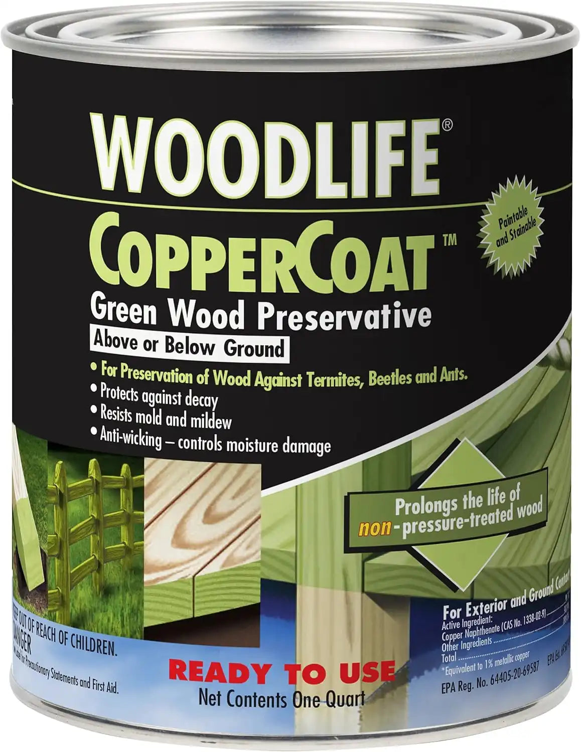 Wolman 1904A WOODLIFE CopperCoat Green Wood Preservative, Quart