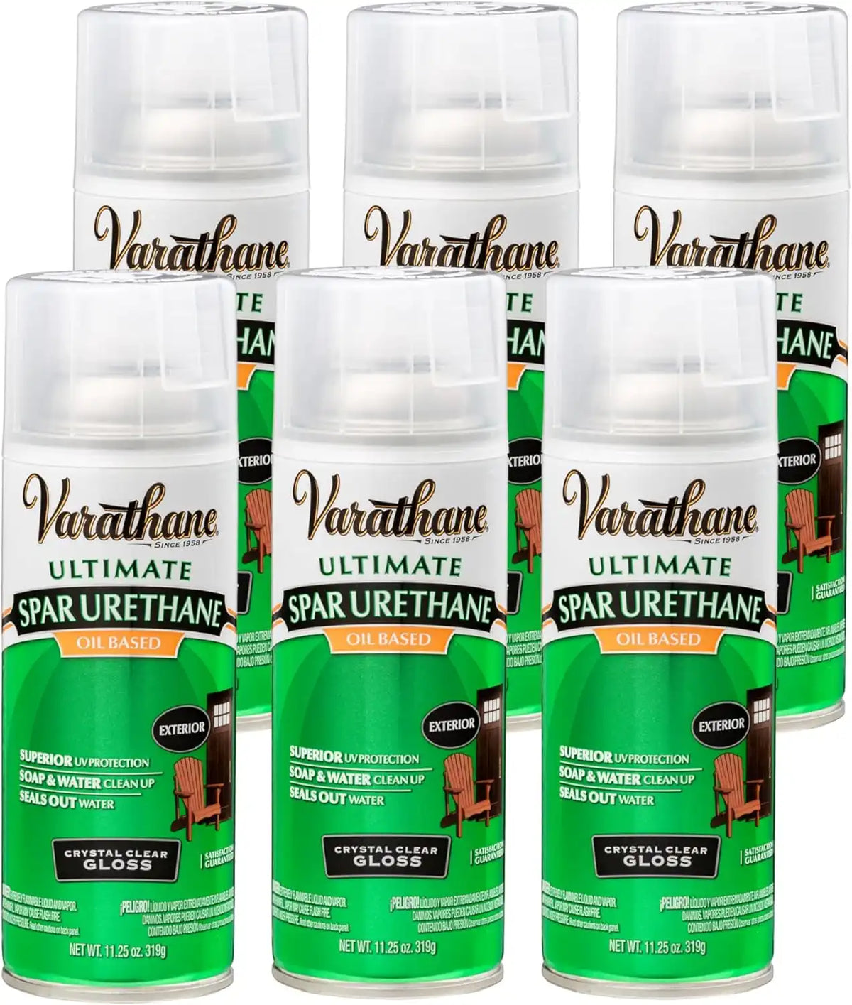 Varathane Oil-Based Ultimate Spar Urethane Spray, 11.25 oz, Gloss, 6 Pack