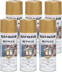 Rust-Oleum 7270830-6PK Stops Rust Metallic Spray Paint, 11 oz, Gold Rush, 6 Pack
