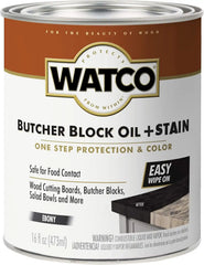 Watco Butcher Block Oil + Stain | Safe for Food Contact | Durable Protection | Easy Wipe‑On Application | Ebony | Pint