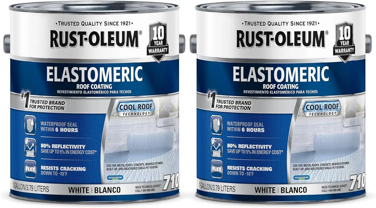 Rust-Oleum 710 Elastomeric Roof Coating, Gallon, White, 2 Pack