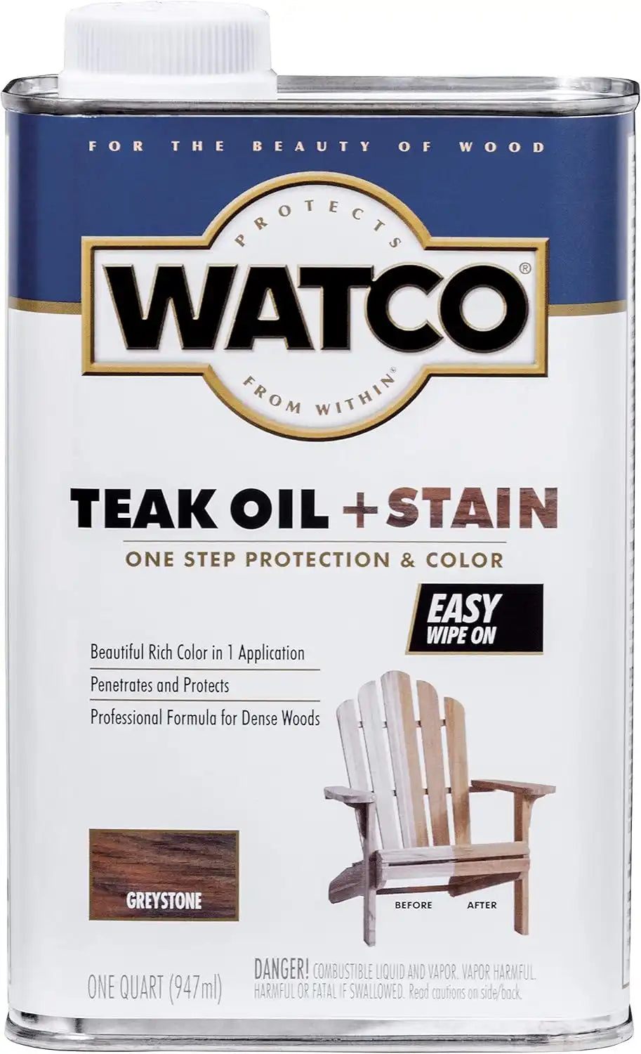 Watco 348759 Teak Oil + Stain, Quart, Greystone