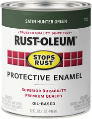 Rust-Oleum 7732502 Stops Rust Brush On Paint, Quart, Satin Hunter Green, (Pack of 1)