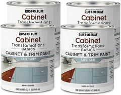 Rust-Oleum 372009-4PK Transformations Basics Cabinet & Trim Paint, Quart, Cadet Gray, 0.25 Gallon (Pack of 4)