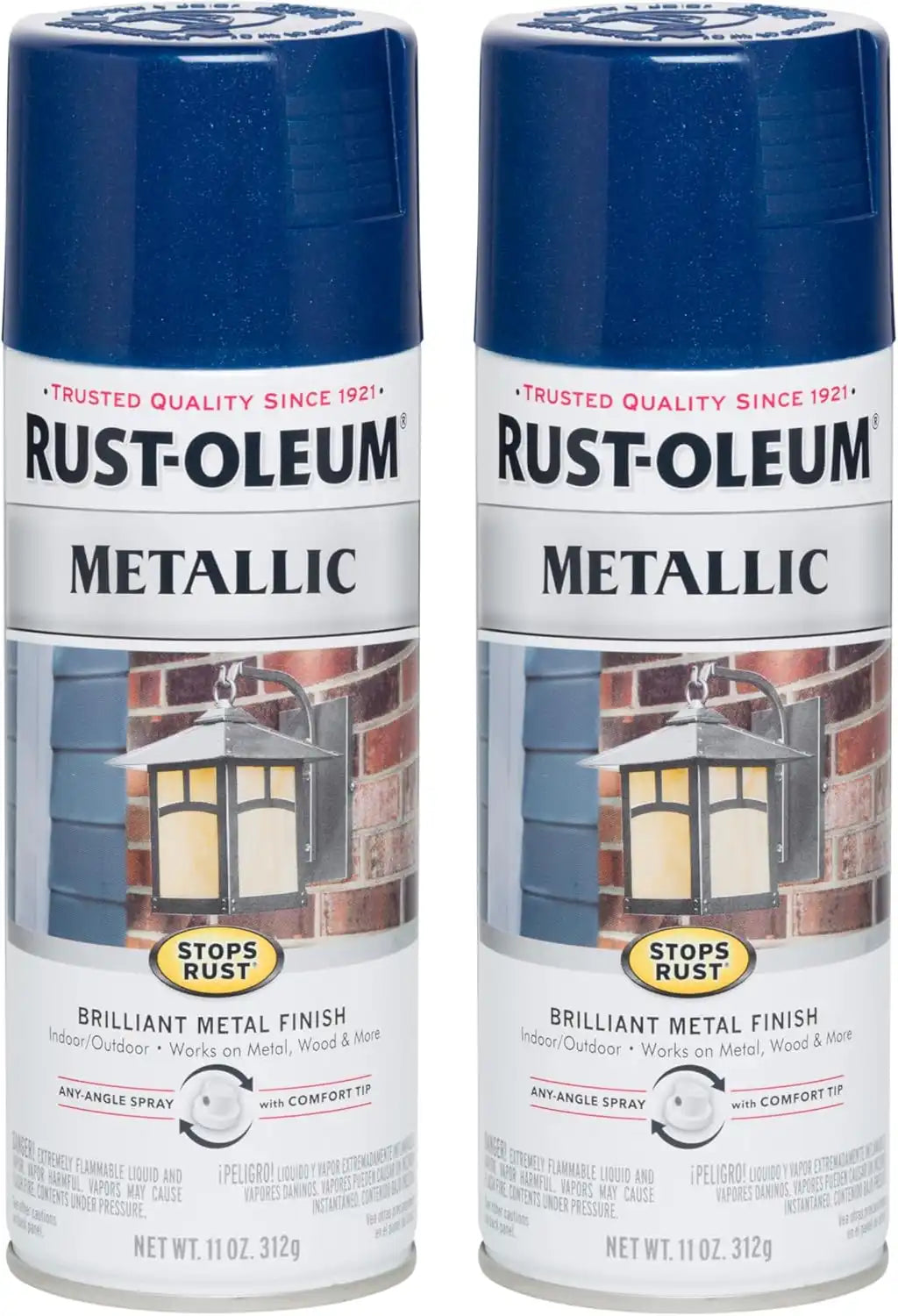 Rust-Oleum 7251830 Stops Rust Metallic Spray Paint, 11 oz, Cobalt Blue, 2 Pack