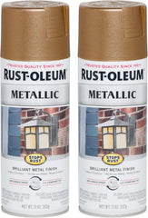 Rust-Oleum 7274830 Stops Rust Metallic Spray Paint, 11 oz, Antique Brass, 2 Pack