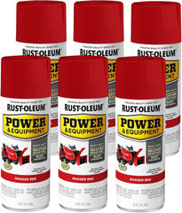 Rust-Oleum Power & Equipment Enamel Spray Paint, 12 oz, Gloss Rugged Red, 6 Pack