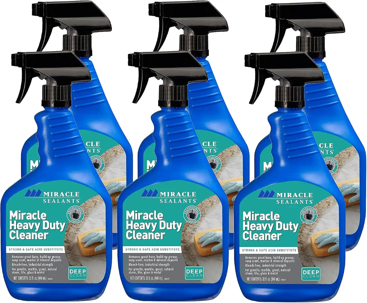 Miracle Sealants Miracle Heavy Duty Tile & Stone Cleaner, Grout Haze Remover, Non-Acidic, 32oz, 6 Pack