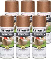 Rust-Oleum 210849-6PK Stops Rust Hammered Spray Paint, 12 oz, Copper, 6 Pack