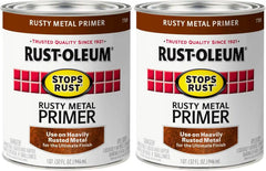 Rust-Oleum 7769502 Protective Enamel Paint Stops Rust, 1 Quarts (Pack of 2), Flat Rusty Metal Primer