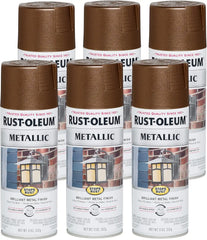 Rust-Oleum 286525-6PK Stops Rust Metallic Spray Paint, 11 oz, Dark Copper, 6 Pack