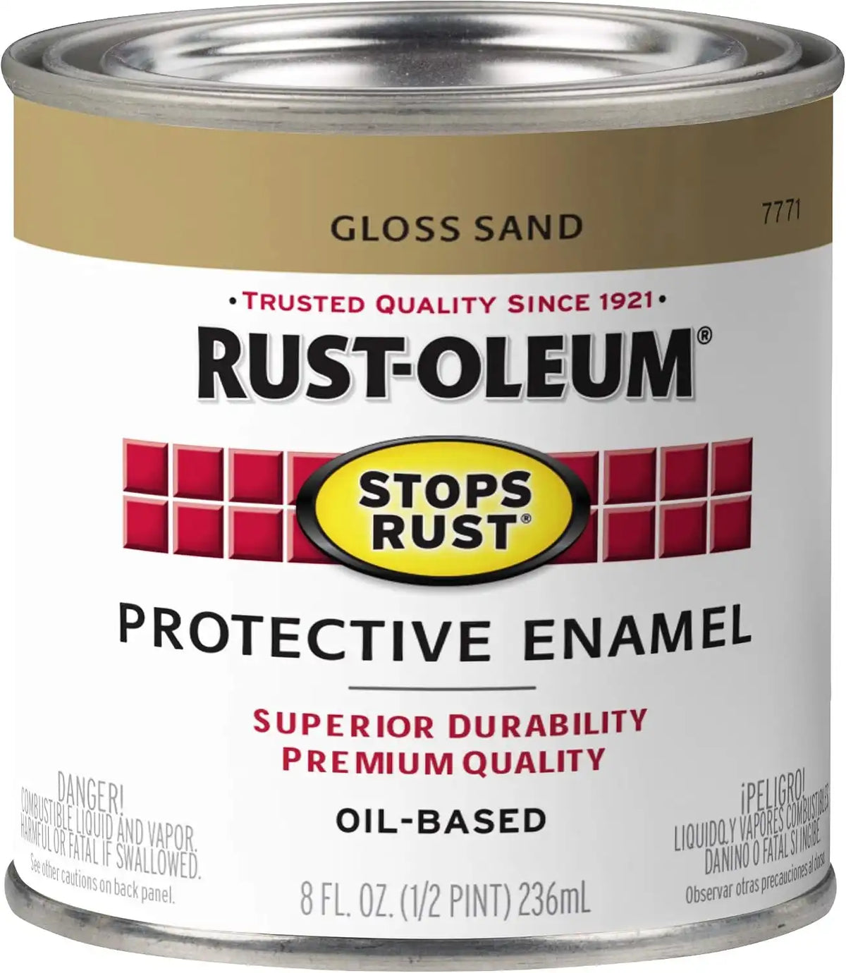 Rust-Oleum 7771730 Stops Rust Brush On Paint, Half Pint, Gloss Sand (Pack of 1)