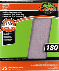 Gator CeraMax 9" x 11" Ceramic Sanding Sheets, 180 Grit, 25 Pack