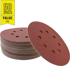 Gator 5" Random Orbit Hook & Loop Red Resin Aluminum Oxide Sanding Discs, 8-Hole, 180 Grit, 50 Pack