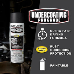 Rust-Oleum 248656-6PK Stops Rust Professional Grade Undercoating Spray Paint, 15 oz, Rubberized Black, 6 Pack