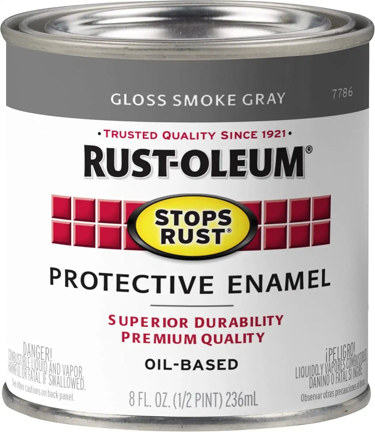 Rust-Oleum 7786730 Stops Rust Brush On Paint, Half Pint, Gloss Smoke Gray