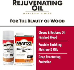 Watco Rejuvenating Oil | Wipe On Application | Restores Oil‑Finished Wood | Removes Surface Grime | Renews Luster | Clear | Pint