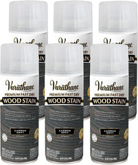 Varathane Premium Fast Dry Wood Stain Spray | 1 Hour Dry Time | 1 Coat Color | Interior Wood Stain | Furniture, Cabinets, Doors, Trim | 10.25 oz | 6 Pack | Carbon Gray