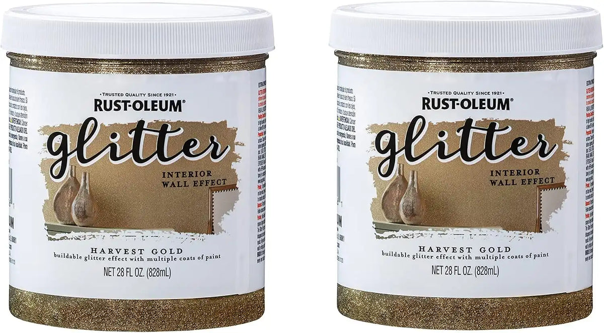 Rust-Oleum 360218-2PK Glitter Interior Wall Paint, 28 oz, Harvest Gold, (Pack of 2)