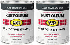 Rust-Oleum 7784502-2PK Stops Rust Brush On Paint, Quart, Gloss Charcoal Gray, (Pack of 2)