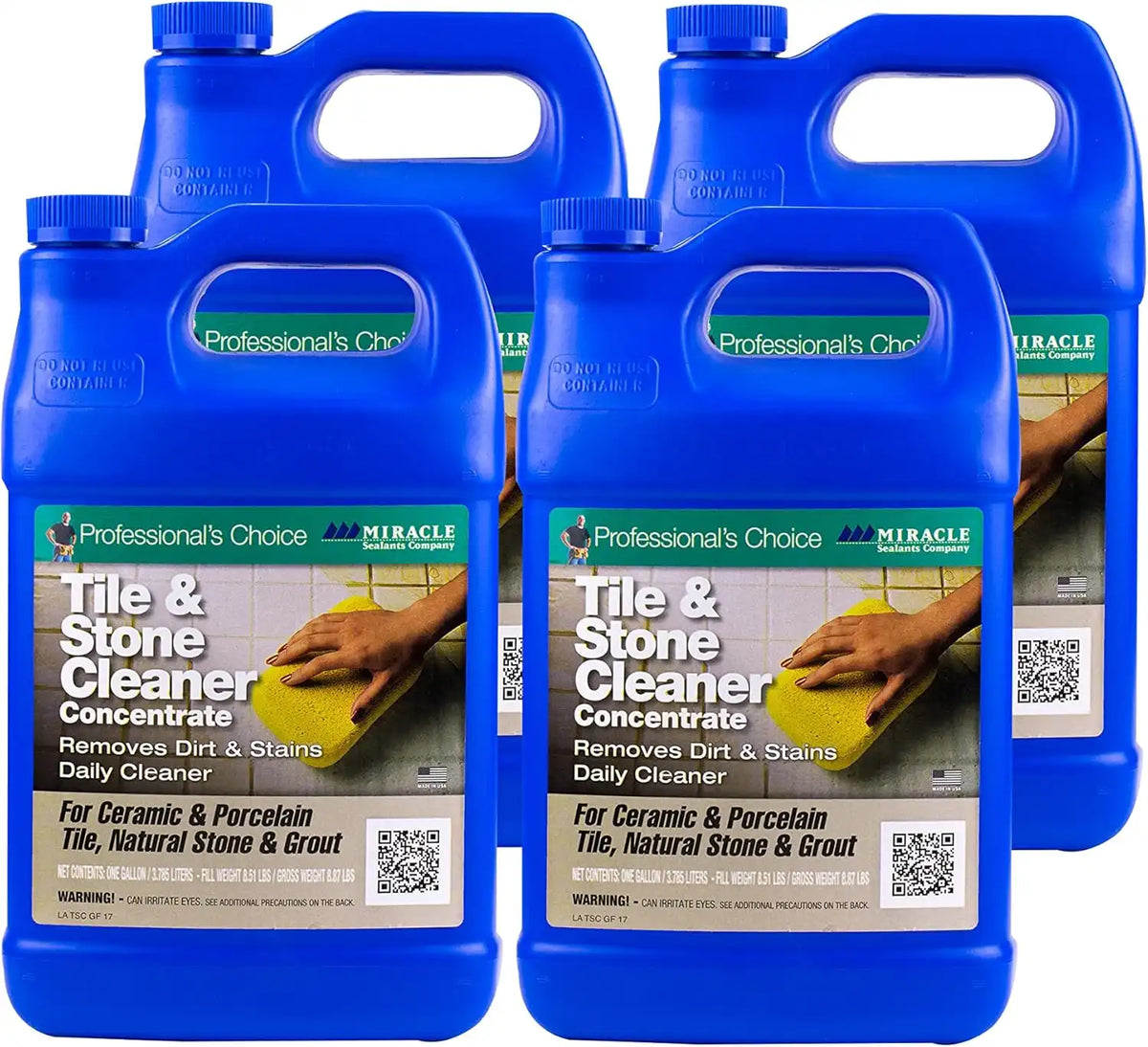 Miracle Sealants Tile & Stone Cleaner Concentrate for Natural Stone, Tile & Grout, Gallon, 4 Pack