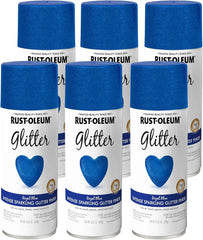 Rust-Oleum 299425-6PK Specialty Glitter Spray Paint, 10.25 Oz, Royal Blue, 6 Pack