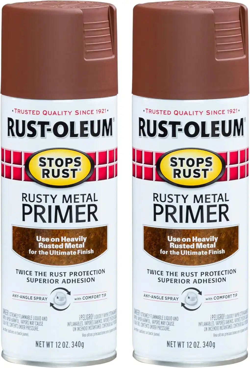 Rust-Oleum 7769830 Stops Rust Rusty Metal primer Spray, 12 oz, Flat Brown, 2 Pack