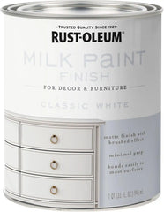 Rust-Oleum Classic White Milk Paint Finish | Decor and Furniture Applications | Matte Finish Brushed Effect | Minimal Prep Needed | No Primers Required | Easy Clean Up | Quart