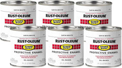 Rust-Oleum 7791730-6PK Stops Rust Brush On Paint, Half Pint, Satin White, 6 Pack