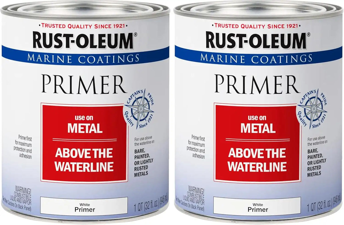 Rust-Oleum 207016 Marine Metal Primer, Quart, White, 1 Quarts (Pack of 2)