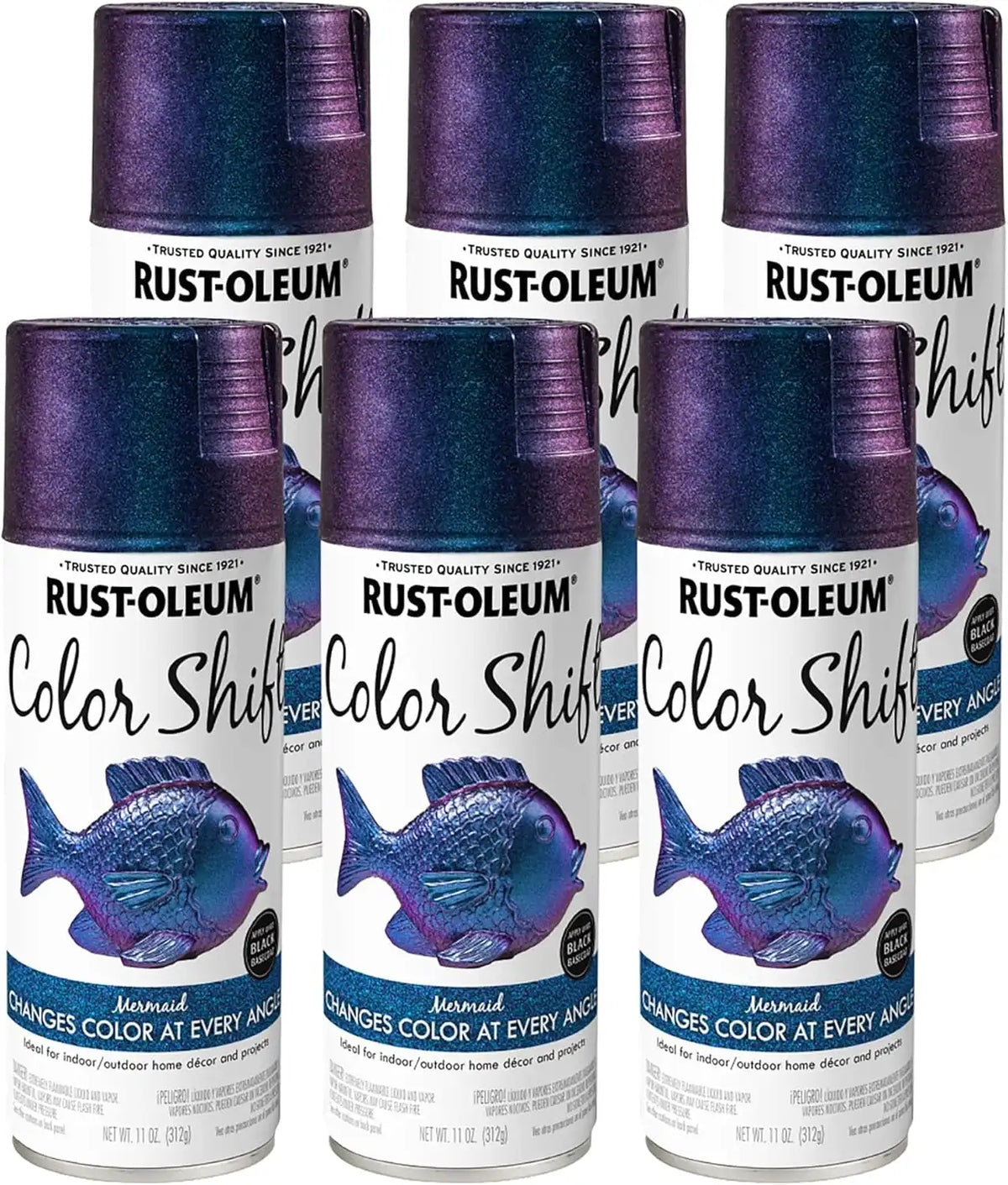 Rust-Oleum 398584-6PK Color Shift Spray Paint, 11 oz, Mermaid, 6 Pack
