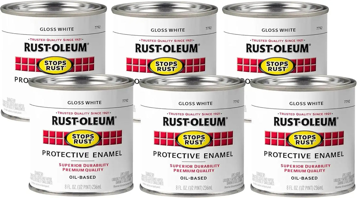 Rust-Oleum 7792730-6PK Stops Rust Brush On Paint, Half Pint, Gloss White, (Pack of 6)