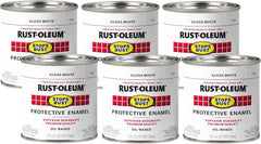 Rust-Oleum 7792730-6PK Stops Rust Brush On Paint, Half Pint, Gloss White, (Pack of 6)
