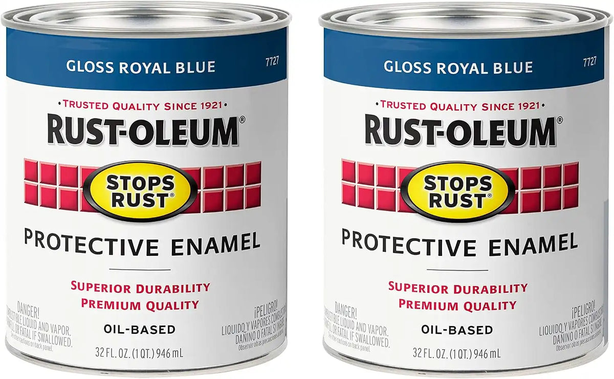 Rust-Oleum 7727502-2PK Stops Rust Brush On Paint, Quart, Gloss Royal Blue, (Pack of 2)