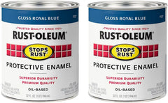 Rust-Oleum 7727502-2PK Stops Rust Brush On Paint, Quart, Gloss Royal Blue, (Pack of 2)