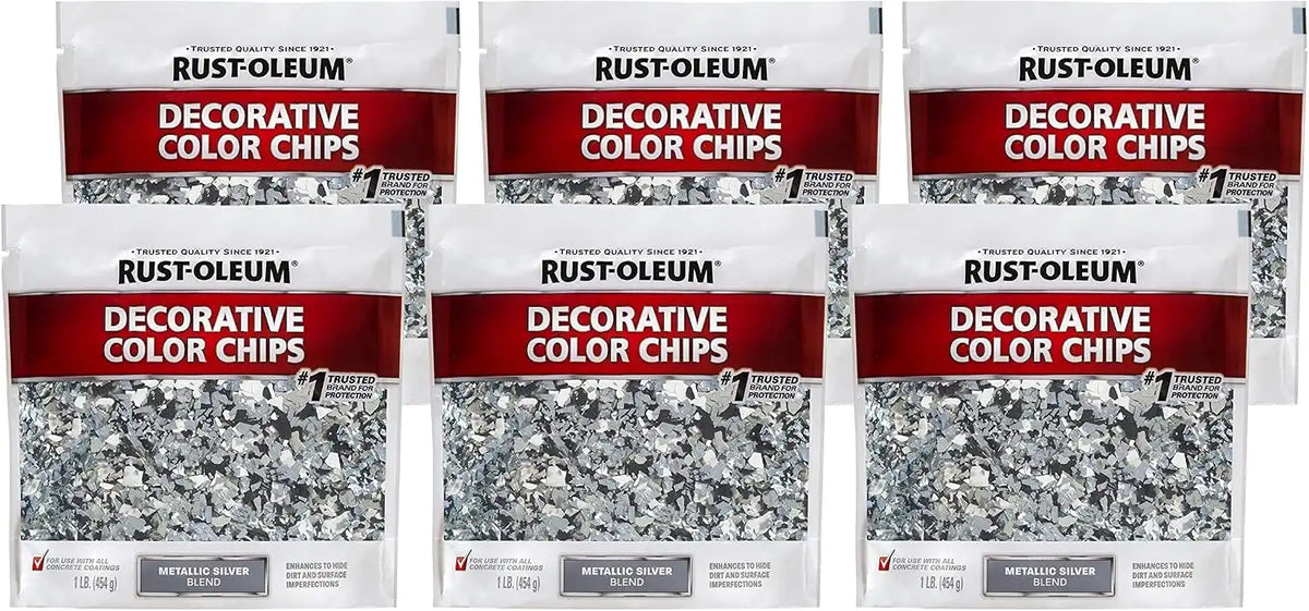 Rust-Oleum 336054-6PK Decorative Color Chips, Metallic Silver Blend, 6 Pack