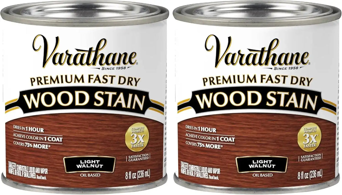 Varathane 262034 Premium Fast Dry Wood Stain, Half Pint, Light Walnut, 8 Fl Oz (Pack of 2)