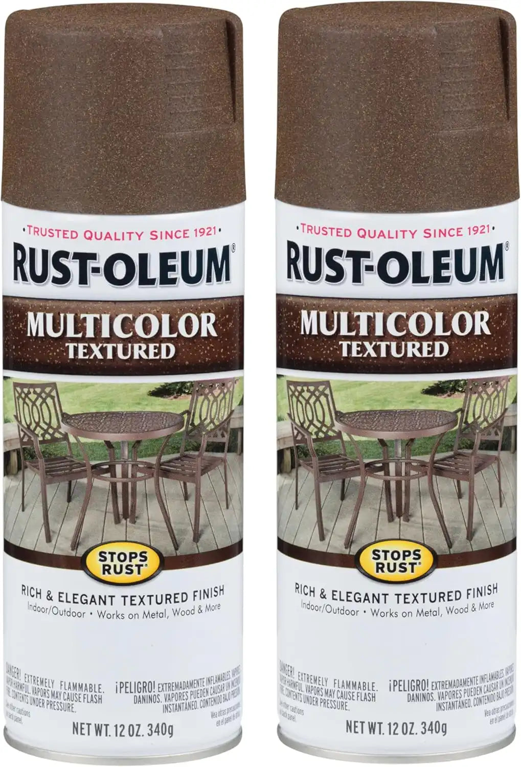 Rust-Oleum 223523 Stops Rust Multi-Color Textured Spray Paint, 12 Ounce, Autumn Brown, 2 Pack