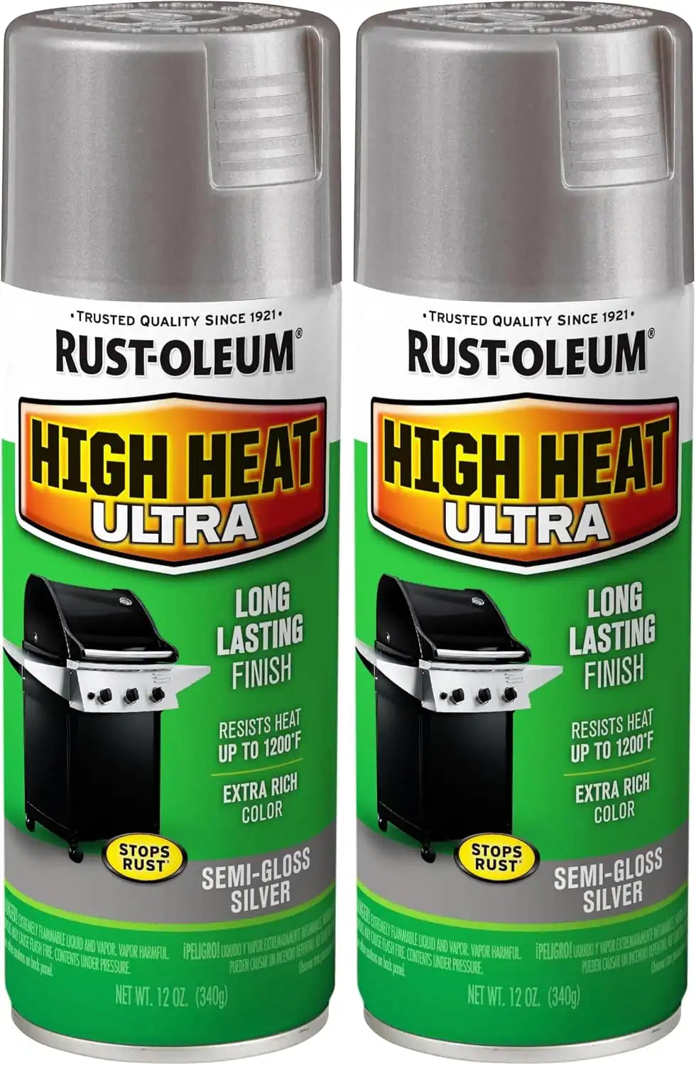 Rust-Oleum 270201 Specialty Silver High Heat Ultra Spray Paint, 12-Ounce (Pack of 2)