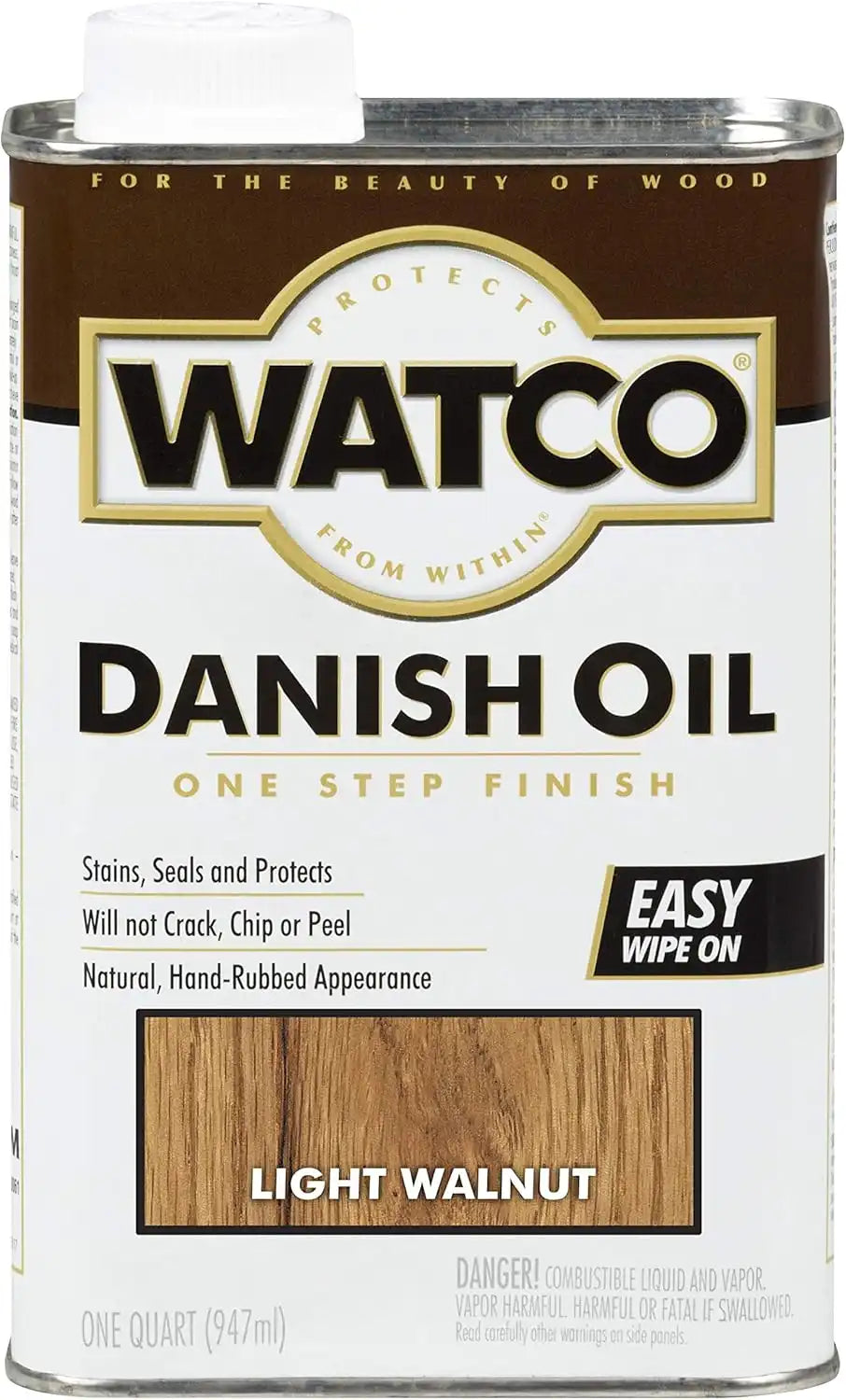 Watco 65541 Danish Oil Wood Finish, Quart, Light Walnut