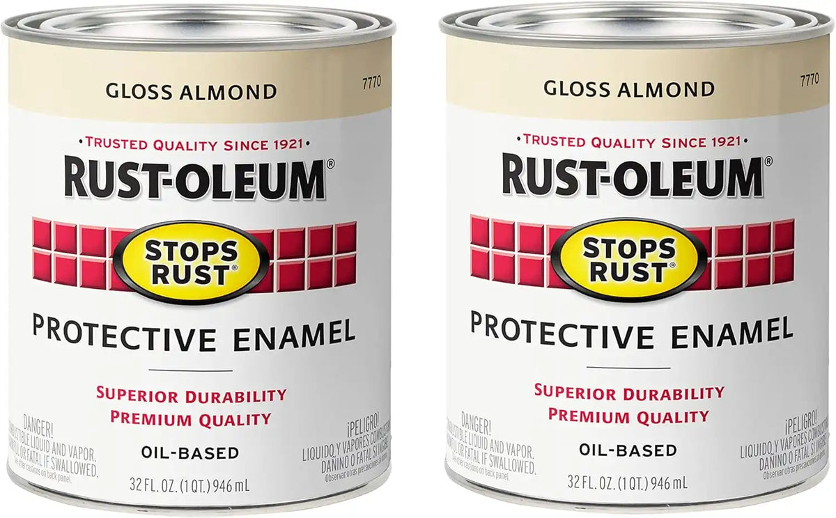 Rust-Oleum 7770502-2PK Stops Rust Brush On Paint, Quart, Gloss Almond, (Pack of 2)