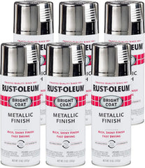 Rust-Oleum 7718830-6PK Stops Rust Bright Coat Metallic Spray Paint, 11 Oz, Chrome, (Pack of 6)