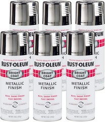 Rust-Oleum 7718830-6PK Stops Rust Bright Coat Metallic Spray Paint, 11 Oz, Chrome, (Pack of 6)