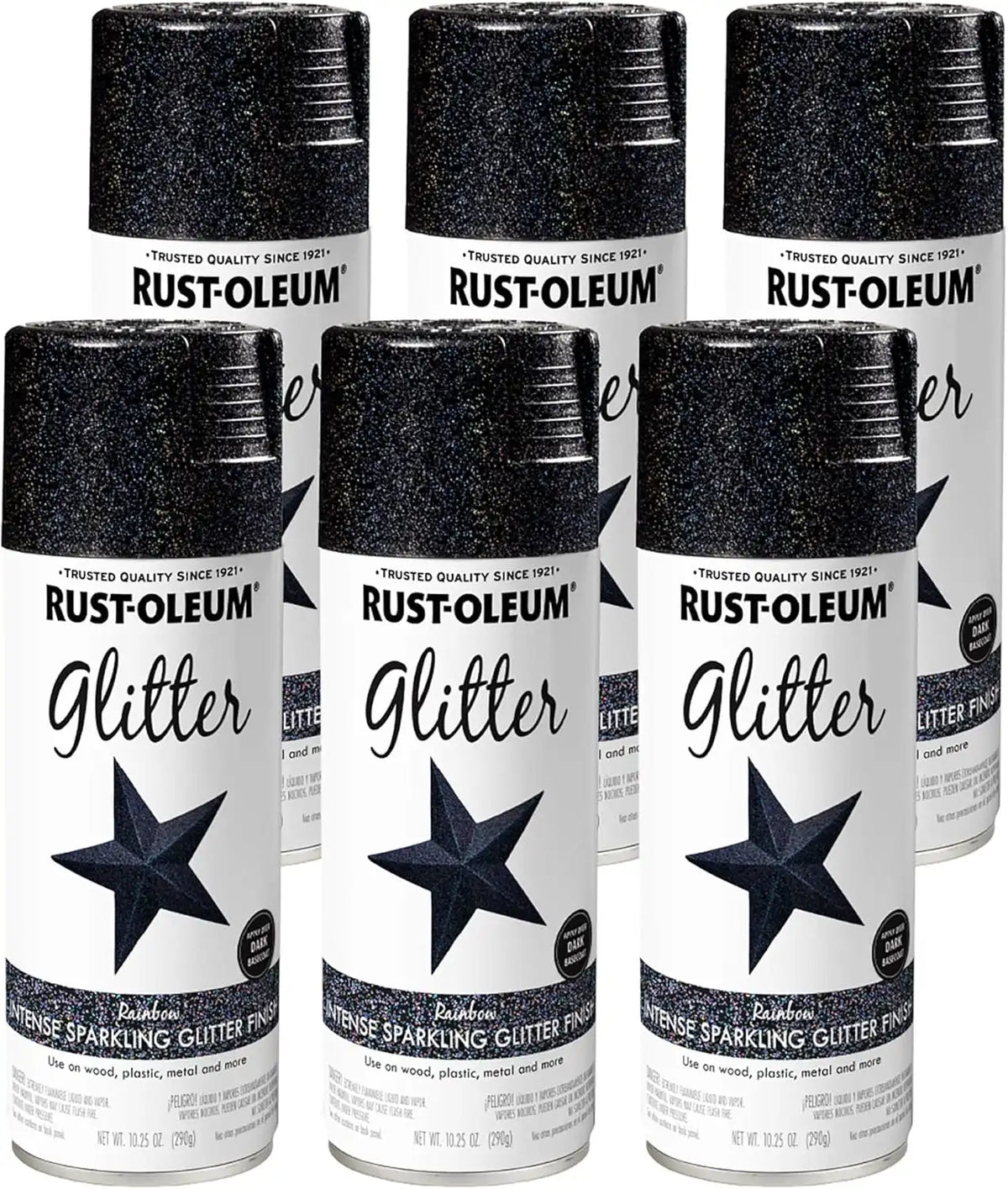 Rust-Oleum 398582-6PK Specialty Glitter Spray Paint, 10.25 Oz, Rainbow, 6 Pack